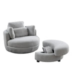Fauteuil crapaud pivotant surdimensionné avec pouf de rangement lune