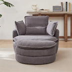 Fauteuil pivotant surdimensionné avec pouf de rangement lune et 4 oreillers