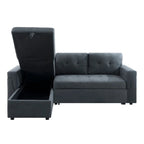 Canapé d'angle réversible convertible avec lit gigogne, méridienne de rangement et pieds durables
