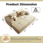 HOOOWOOO Canapé d'angle moderne en peluche avec pouf amovible
