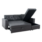 Canapé d'angle réversible convertible avec lit gigogne, méridienne de rangement et pieds durables