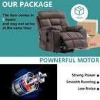 Grand fauteuil inclinable de massage électrique avec fonction de levage, chauffage et porte-gobelet dissimulé
