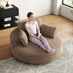 Fauteuil pivotant simple en velours côtelé et chenille avec rembourrage en mousse