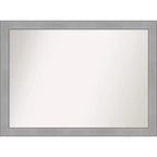 42" x 31" Non-Beveled Vista Brushed Nickel Bathroom Wall Mirror - Amanti Art: Rectangle, Polystyrene Frame, Wall Mounted