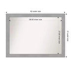 Miroir Mural de Salle de Bain Rectangulaire 42"x31" en Nickel Brossé – Non Biseauté, Cadre en Polystyrène, Fixation Murale