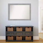 Miroir Mural de Salle de Bain Rectangulaire 42"x31" en Nickel Brossé – Non Biseauté, Cadre en Polystyrène, Fixation Murale