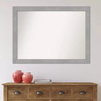 Miroir Mural de Salle de Bain Rectangulaire 42"x31" en Nickel Brossé – Non Biseauté, Cadre en Polystyrène, Fixation Murale