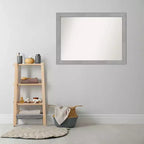 Miroir Mural de Salle de Bain Rectangulaire 42"x31" en Nickel Brossé – Non Biseauté, Cadre en Polystyrène, Fixation Murale