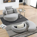 Fauteuil crapaud pivotant surdimensionné avec pouf de rangement lune