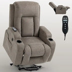 Fauteuil inclinable releveur électrique, fauteuil de massage moderne à moteur unique avec chauffage lombaire, port de chargement USB, porte-gobelets