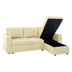 Canapé d'angle réversible convertible avec lit gigogne, méridienne de rangement et pieds durables