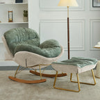 Fauteuil à bascule ergonomique rembourré en velours moderne pour chambre de bébé