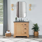 Meuble sous-vasque Hervas avec plateau en marbre naturel, sans miroir