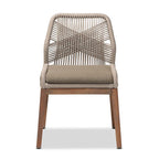 Chaise de salle à manger en acajou tressée en corde de style transitionnel moderne ââ‚?Grise