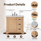 Meuble sous-vasque Hervas avec plateau en marbre naturel, sans miroir