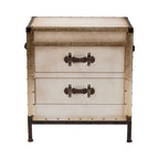 Table d'appoint/Malle de rangement en toile effet vieilli Laura