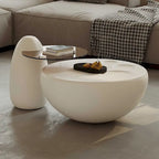 Table basse gigogne 42 moderne ronde blanc crème, 2 pièces pour le salon - 62