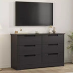 Commode noire à 6 tiroirs avec poignées encastrées – Organiseur en bois moderne pour chambre, chambre de bébé et couloir
