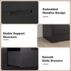 Commode noire à 6 tiroirs avec poignées encastrées – Organiseur en bois moderne pour chambre, chambre de bébé et couloir
