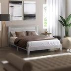 Lit plateforme Queen avec tête de lit – Fini chêne gris poussiéreux, Cadre de lit moderne