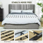 Lit Moderne Rembourré avec Tête de Lit et 4 Tiroirs de Rangement – Cadre de Lit Chambre Double/Queen
