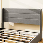 Lit Moderne Rembourré avec Tête de Lit et 4 Tiroirs de Rangement – Cadre de Lit Chambre Double/Queen