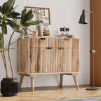 ModernLuxe Accent Cabinet with 2 Drawers, Natural Grain Mango Wood Sideboard Storage Cabinet