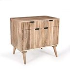 Commode d'appoint à 2 tiroirs – Buffet en bois de manguier à grain naturel avec rangement