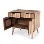 Commode d'appoint à 2 tiroirs – Buffet en bois de manguier à grain naturel avec rangement