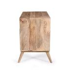 Commode d'appoint à 2 tiroirs – Buffet en bois de manguier à grain naturel avec rangement