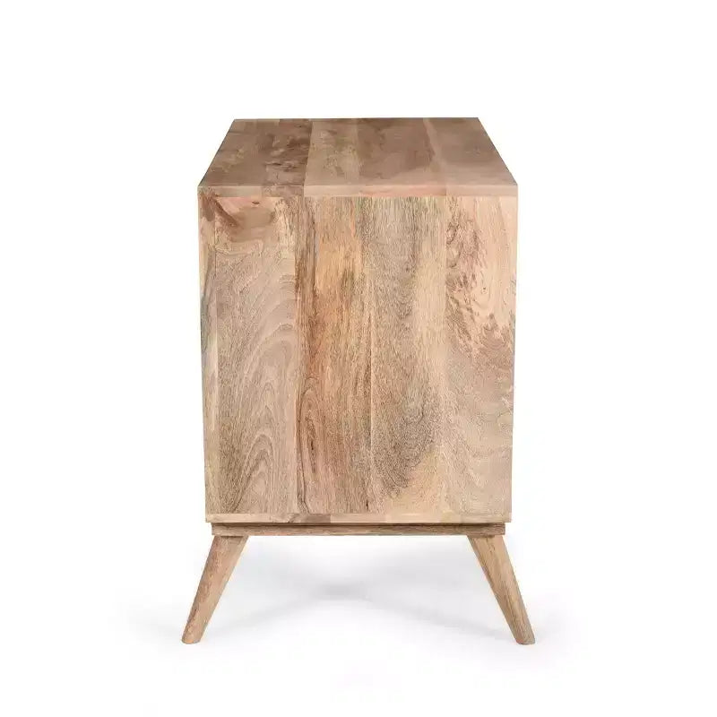 Commode d'appoint à 2 tiroirs – Buffet en bois de manguier à grain naturel avec rangement