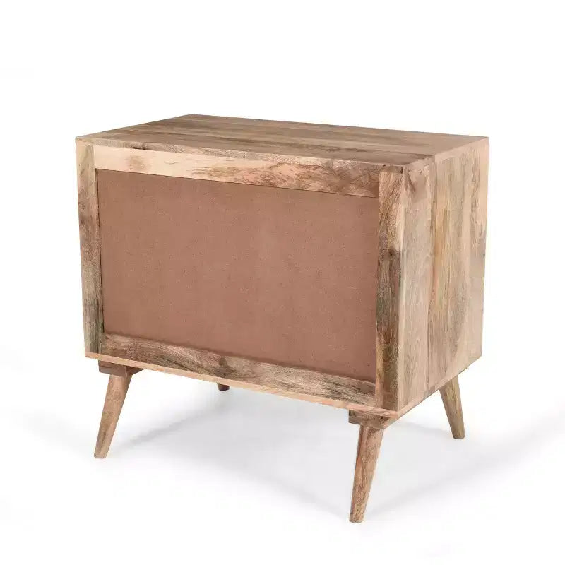 Commode d'appoint à 2 tiroirs – Buffet en bois de manguier à grain naturel avec rangement