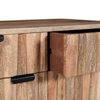 Commode d'appoint à 2 tiroirs – Buffet en bois de manguier à grain naturel avec rangement