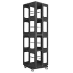 Bibliothèque rotative à 360° avec roulettes – Organisateur de rangement 4 niveaux en acier pour salon et bureau