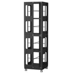 Bibliothèque rotative à 360° avec roulettes – Organisateur de rangement 4 niveaux en acier pour salon et bureau