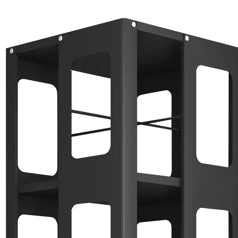 Bibliothèque rotative à 360° avec roulettes – Organisateur de rangement 4 niveaux en acier pour salon et bureau
