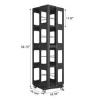 Bibliothèque rotative à 360° avec roulettes – Organisateur de rangement 4 niveaux en acier pour salon et bureau