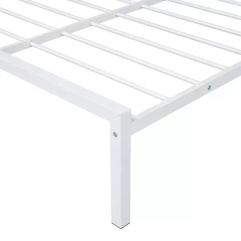 Lit cabane pleine grandeur pour enfants avec tiroir – Cadre en métal, tête de lit en forme de maison pour garçons et filles, blanc