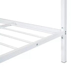 Lit cabane pleine grandeur pour enfants avec tiroir – Cadre en métal, tête de lit en forme de maison pour garçons et filles, blanc