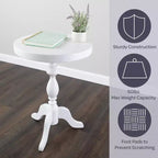 Table d'appoint ronde à piédestal – Table de chevet/d'appoint blanche pour salon et chambre à coucher