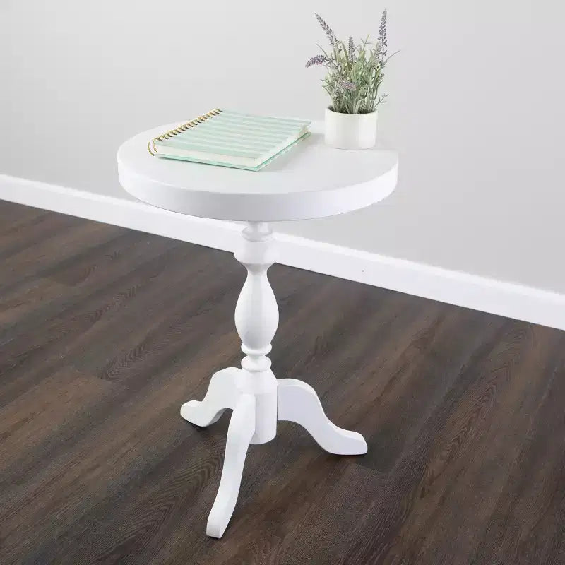 Table d'appoint ronde à piédestal – Table de chevet/d'appoint blanche pour salon et chambre à coucher