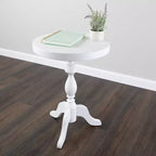 Table d'appoint ronde à piédestal – Table de chevet/d'appoint blanche pour salon et chambre à coucher
