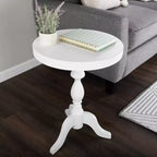 Table d'appoint ronde à piédestal – Table de chevet/d'appoint blanche pour salon et chambre à coucher