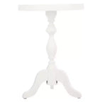Table d'appoint ronde à piédestal – Table de chevet/d'appoint blanche pour salon et chambre à coucher