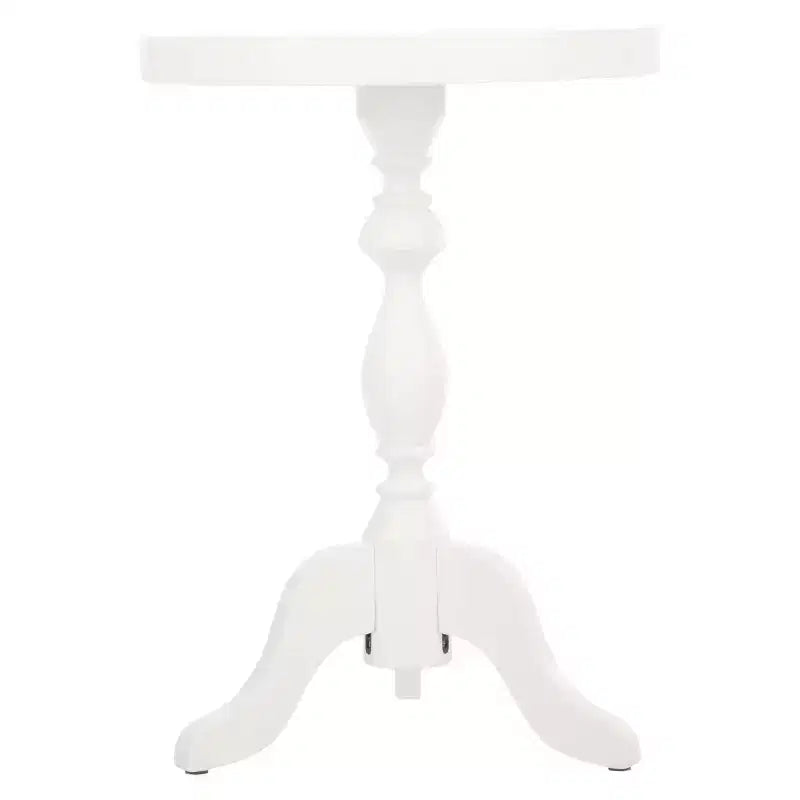 Table d'appoint ronde à piédestal – Table de chevet/d'appoint blanche pour salon et chambre à coucher