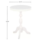 Table d'appoint ronde à piédestal – Table de chevet/d'appoint blanche pour salon et chambre à coucher