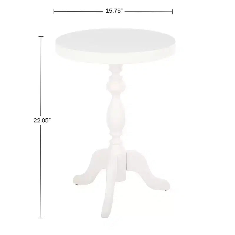 Table d'appoint ronde à piédestal – Table de chevet/d'appoint blanche pour salon et chambre à coucher