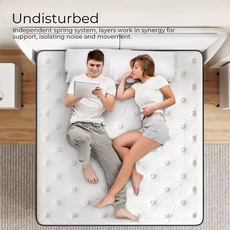 Matelas hybride Queen de 14 po à fermeté moyenne – Mélange de mousse mémoire et de ressorts, matelas en boîte