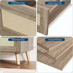 Commode 7 tiroirs en rotin – Meuble de rangement moderne en bois avec façades tissées pour chambre, salon et chambre d'enfant