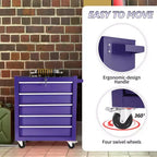 Coffre à outils en acier à 5 tiroirs avec serrure – Organiseur d'armoire de rangement sécurisé à clé